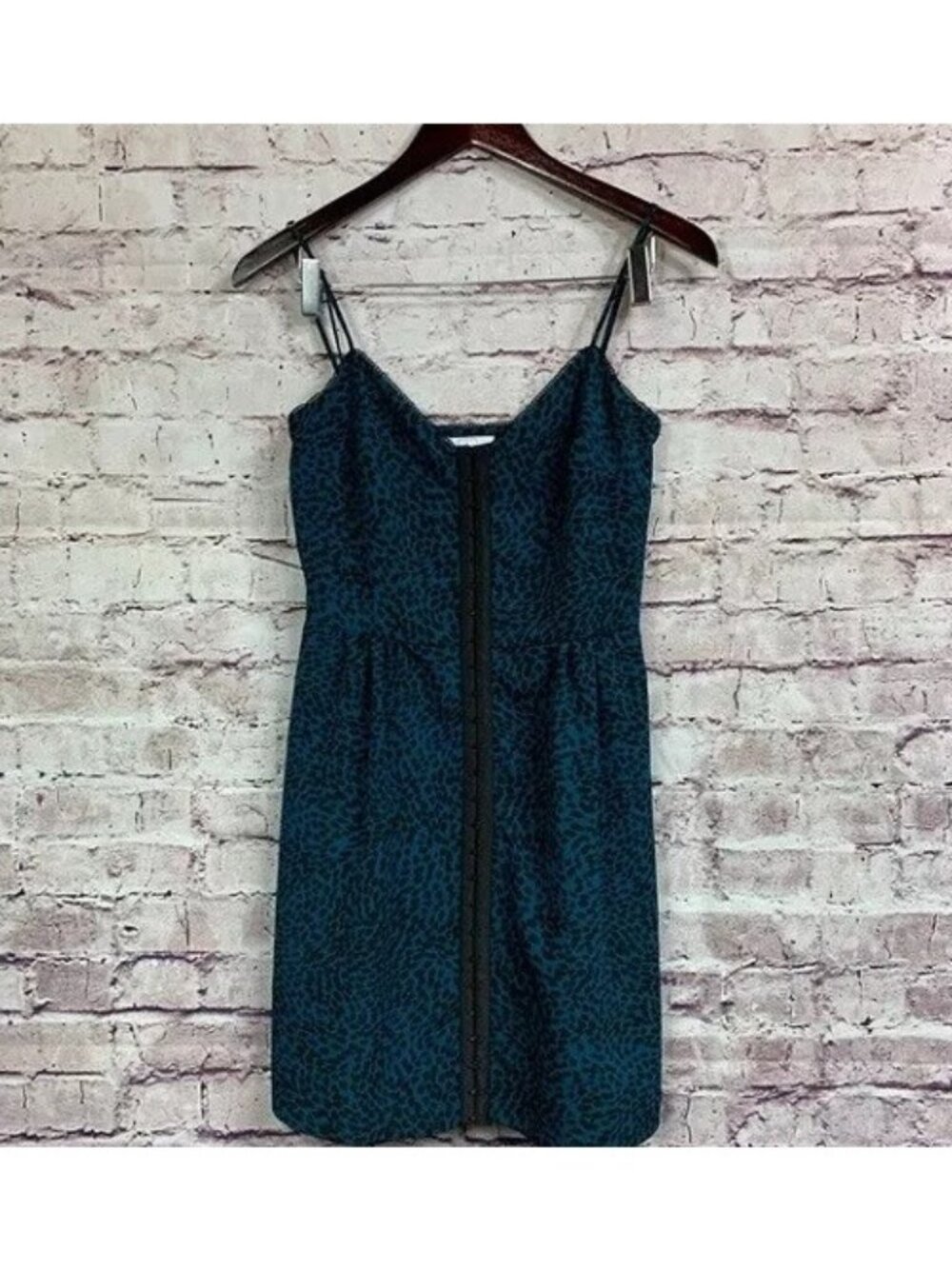 DV Dolce Vita Blue Black Animal Eyelet Sleeveless Mini Sress